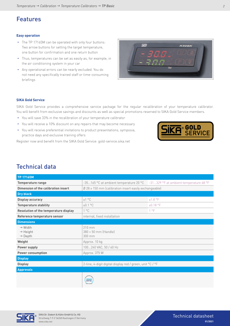 Thumbnail: SIKA TP17-165M Temperature Calibrator Range: -35-165°C
