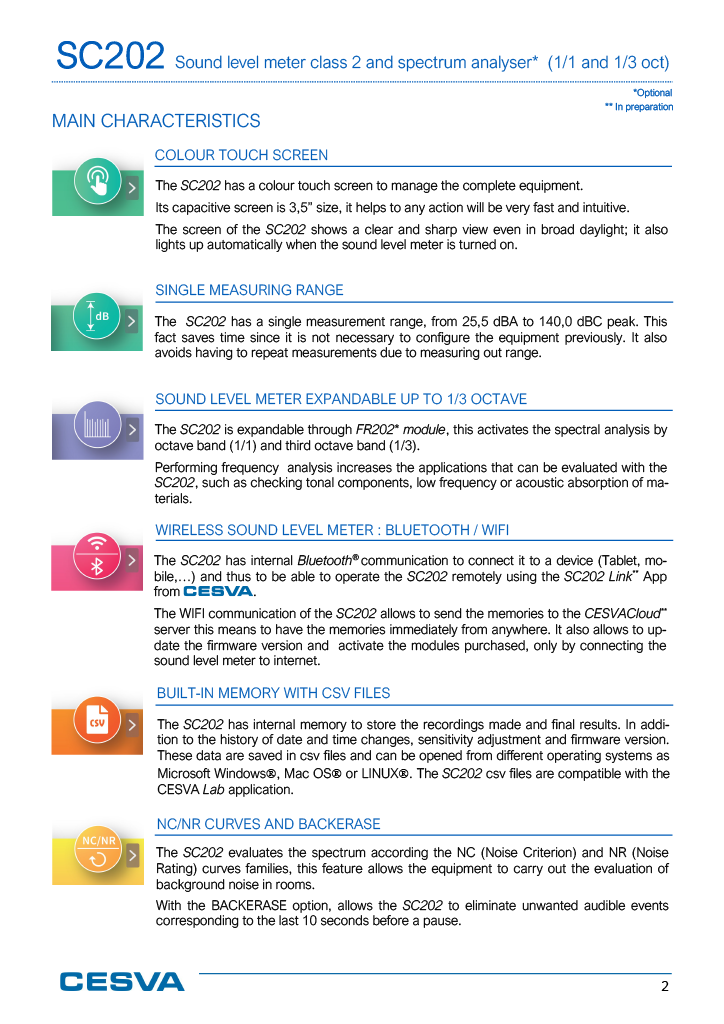 Thumbnail: CESVA SC202 Sound Level Meter Class 2 Sound Meter 30.5 db - 140 db