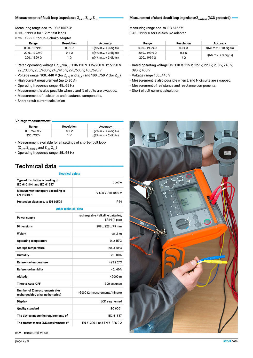 Thumbnail: Sonel MZC-306 Short Circuit Loop Meter Resolution 0.01 Ω up to 750V
