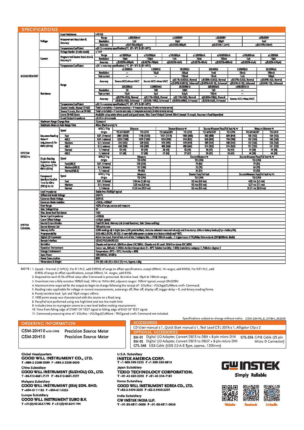 Thumbnail: GW Instek GSM-20H10 Precision Source Meter 210V/1.05A/22W SMU