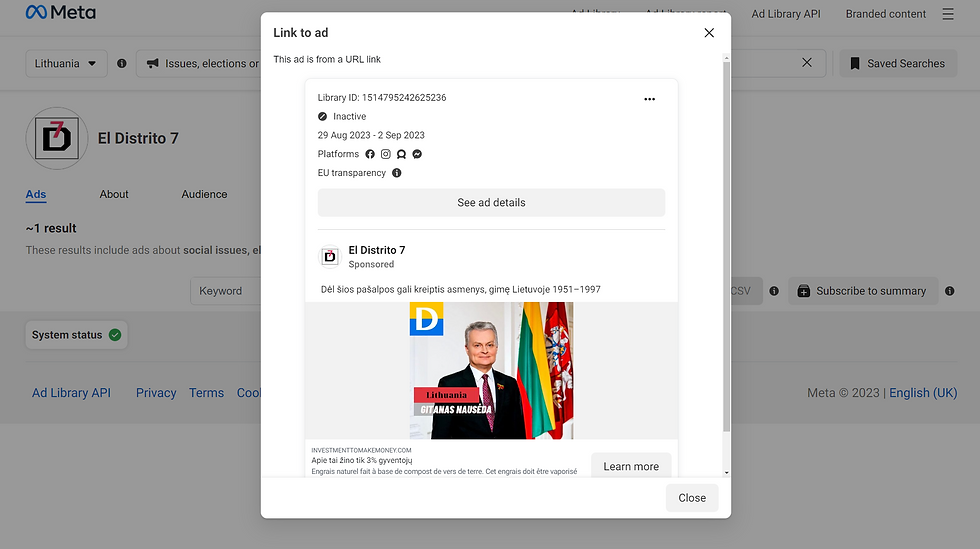 „Facebook“ puslapis, vedantis į netikrą naujienų portalą