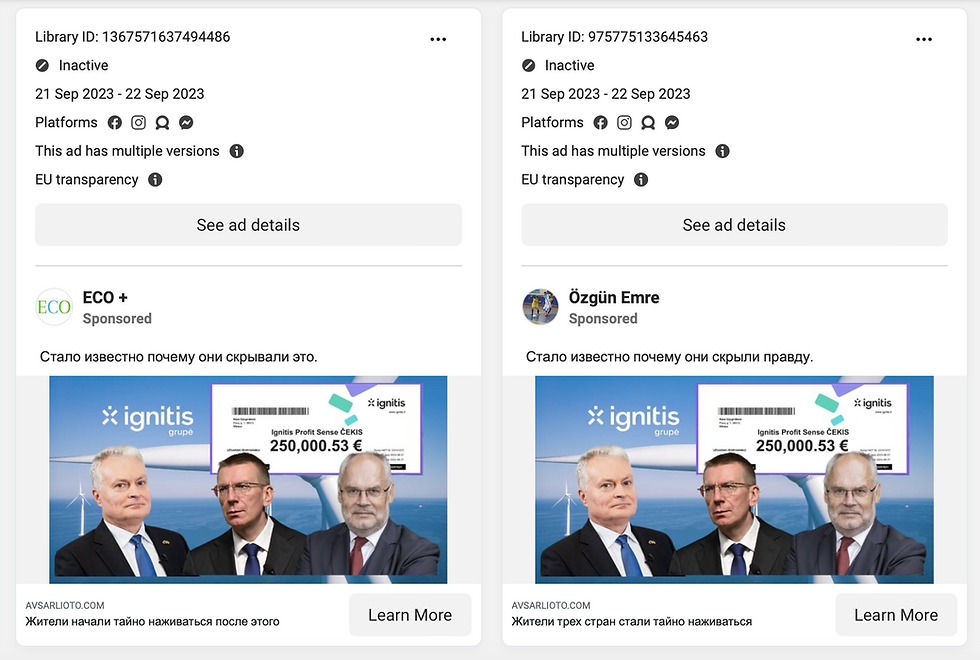 „Facebook“ puslapiai, vedantys į netikrą „Delfi“ naujienų portalą ir „Ignitis“ apsimetančią investavimo platformą