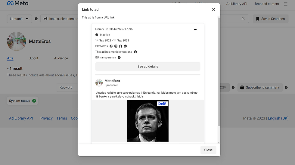„Facebook“ puslapis, vedantis į netikrą naujienų portalą
