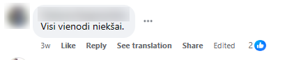 Facebook komentaro pavyzdys
