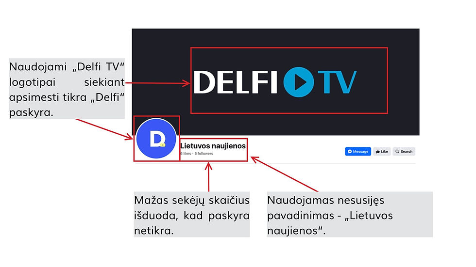 Sukčių naudojama netikra paskyra pasivadinusi „Lietuvos naujienos“ apsimeta „Delfi“.