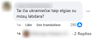 Facebook komentaro pavyzdys