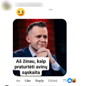 Facebook komentaro pavyzdys