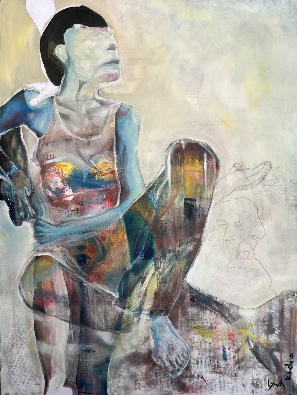Under Pressure, 2025
Mixed media (acrylic, pencil, collage, pen and ink) on canvas
30 × 40 in