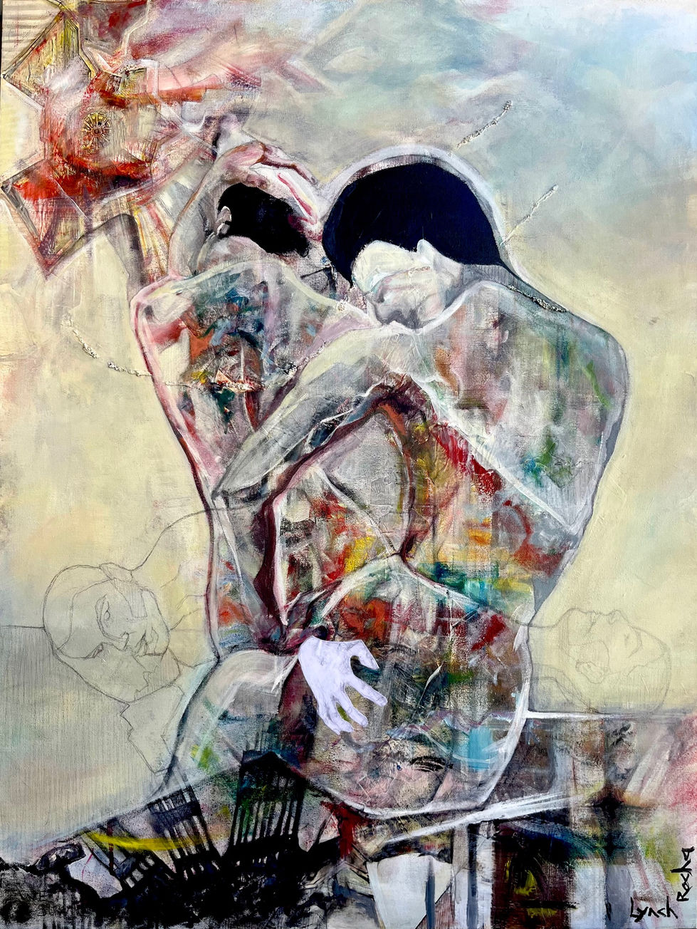 Lean on Us, 2025
Mixed media (acrylic, pencil, collage, pen and ink) on canvas
36 × 48 in