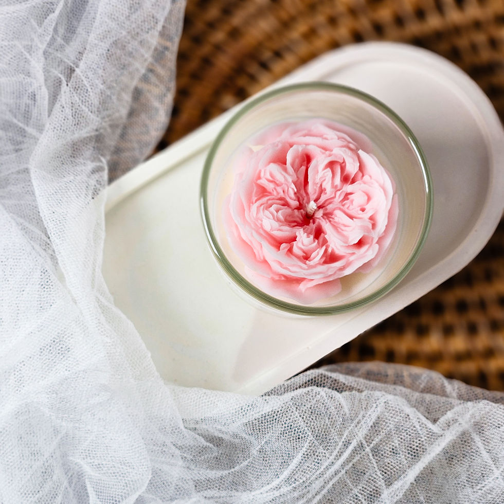 Thumbnail: Rosy scented candle styled as romantic home decor, pink rose candle in soft elegant setting