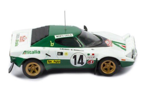 Miniatura: IXO MODELS - LANCIA STRATOS HF N.14 WINN.RALLY MONTE C.1975 W/FIG.MUNARI/MANNUC
