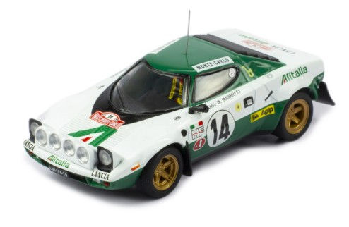 Miniatura: IXO MODELS - LANCIA STRATOS HF N.14 WINN.RALLY MONTE C.1975 W/FIG.MUNARI/MANNUC