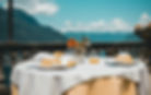 Breakfast table on terrace with Lake Como views at Villa le Ortensie