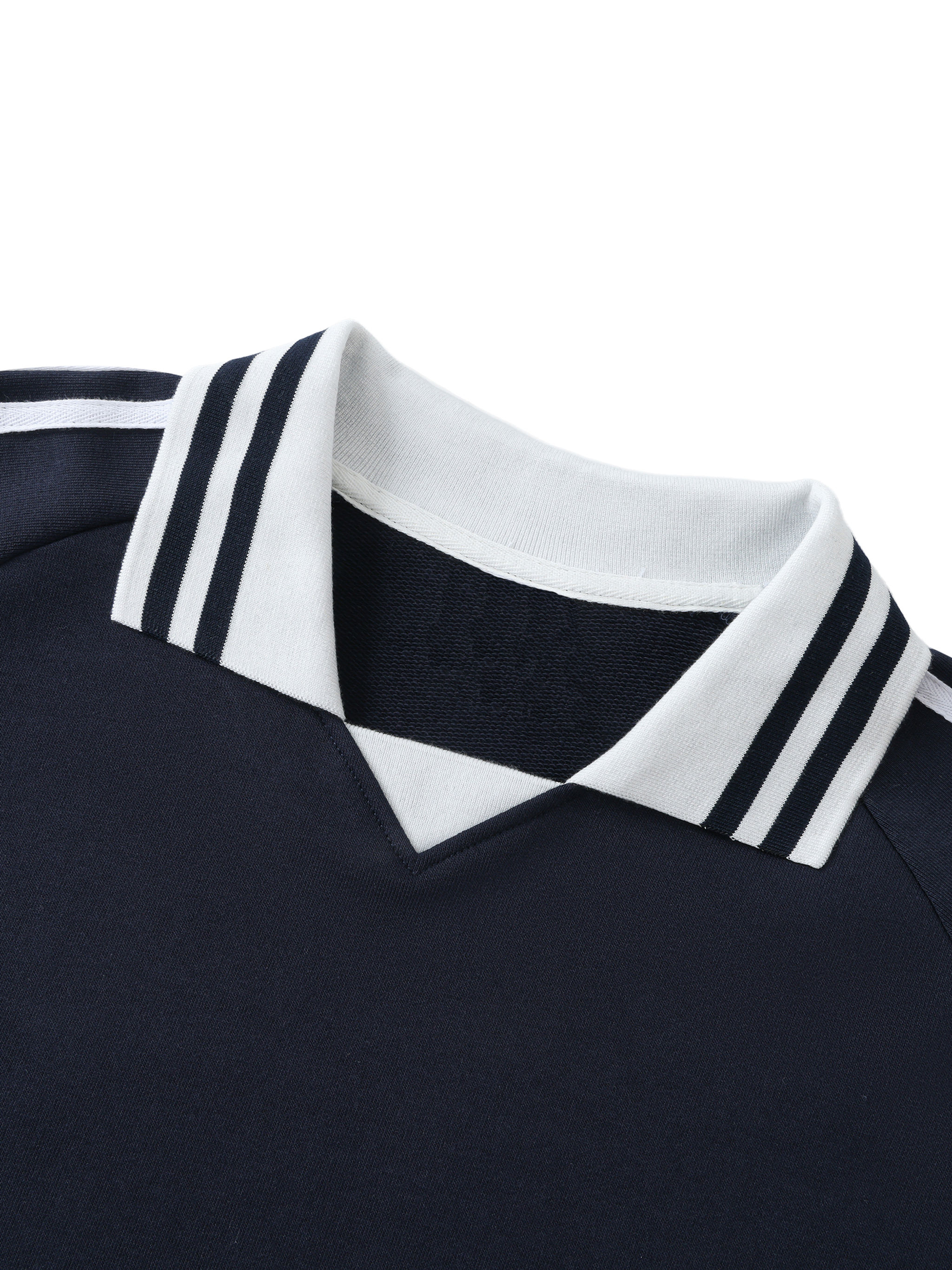 Contrast Striped Lapel Collar Sweatshirt