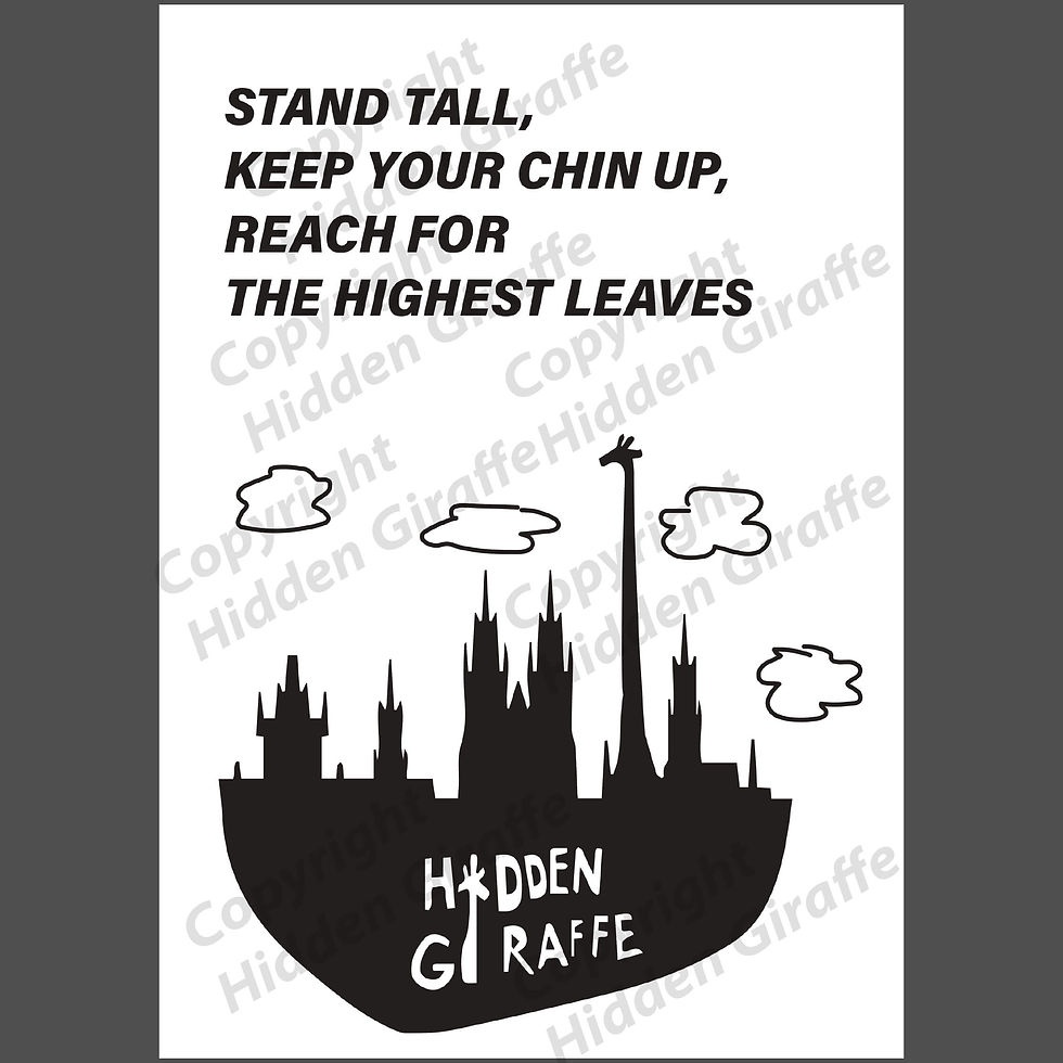 Black and white poster Keep Your Chin Up with motivational quote, inspirational wall art on neutral grey background