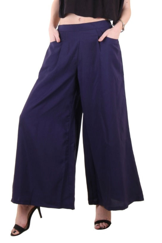 Black Color Plain Cotton Women's Fashion Palazzo