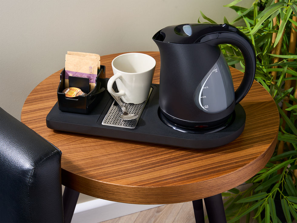 Angled lifestyle image of the Lancaster Welcome Tray