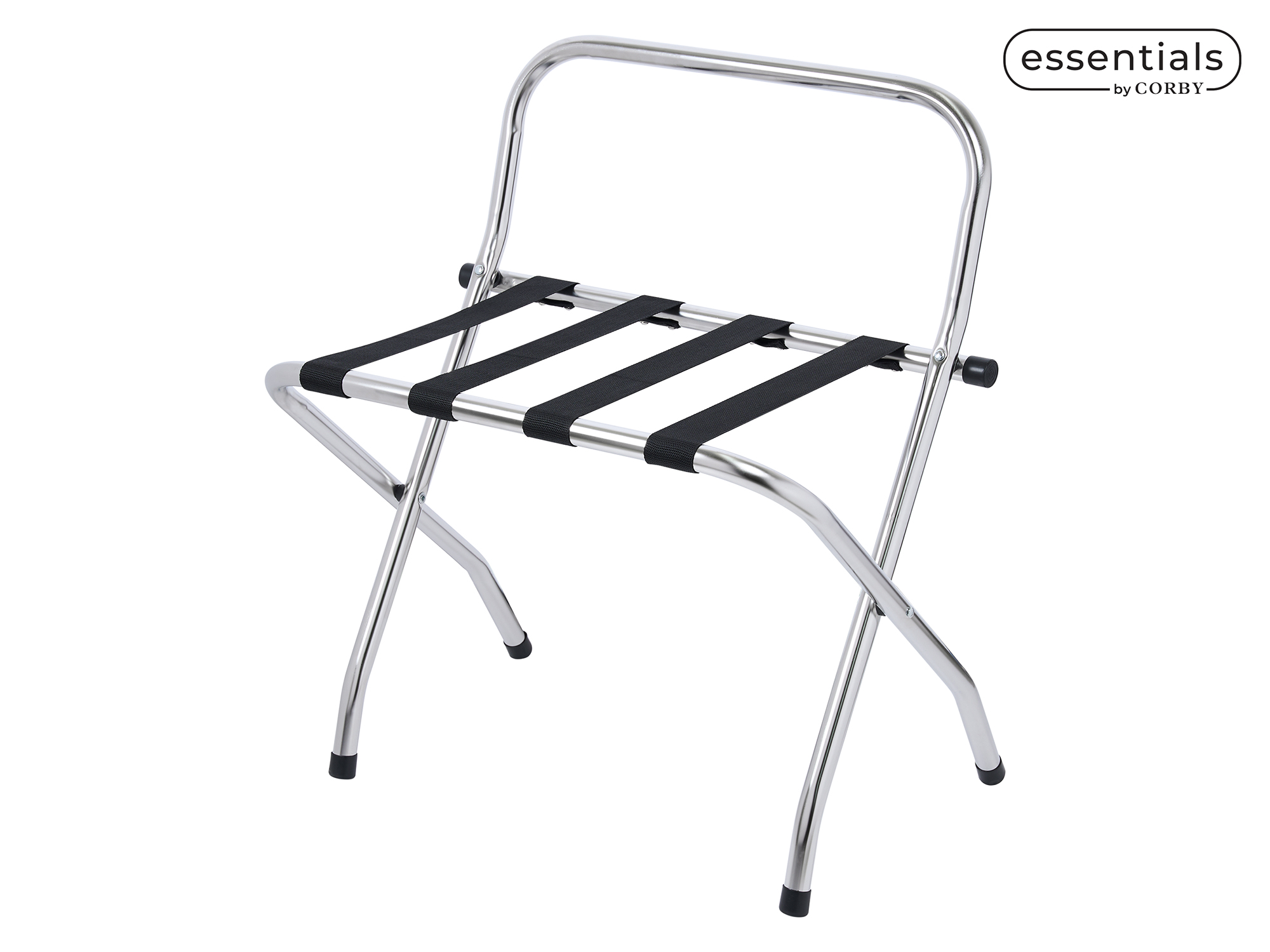 Metal Luggage Rack with Back (Ashton / LGR0001) in Polished Steel
