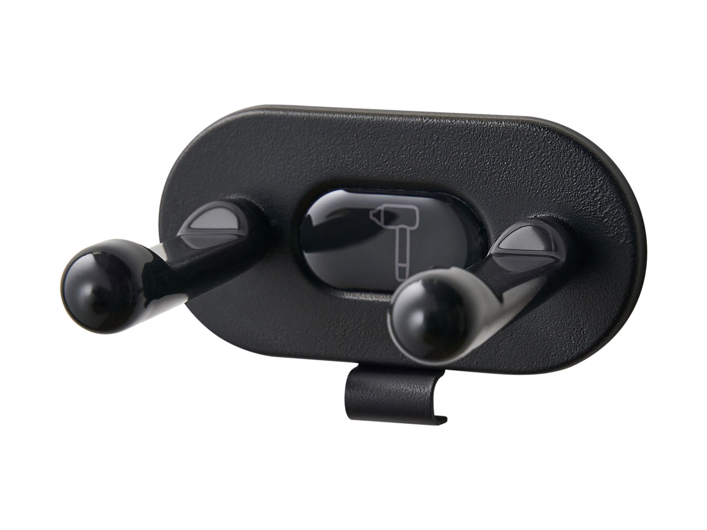 wall mounted holder for hair dryers and garment steamer angled cut out