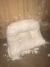 Cloth, plaster, latex paint