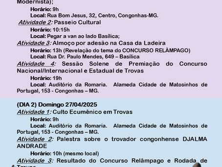 Festividade de Premiação: I Jogos Florais de Congonhas-MG (2024)