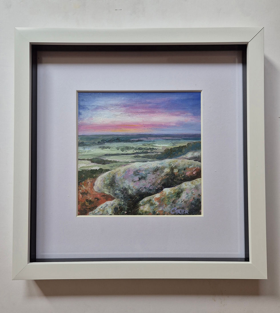Thumbnail: original framed landscape painting, english countryside at sunset. Gordon Carter