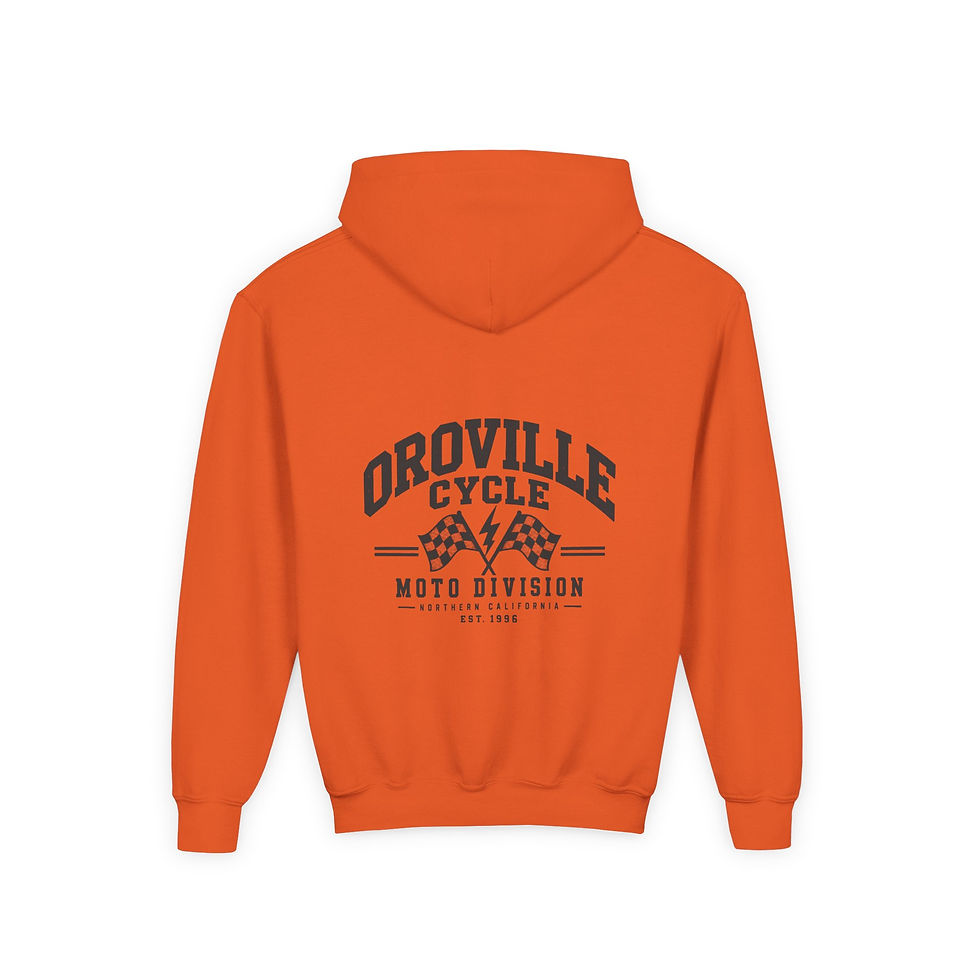 Thumbnail: Youth Motorcycle Hoodie — Oroville Cycle Moto Division Kids Pullover