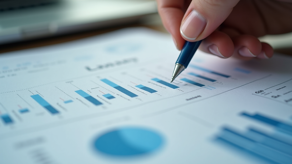 Close-up view of a financial report with highlighted sections