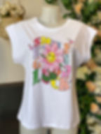 T-shirt blanc femme motif SMILE GOOD LUCK – Lola