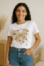 T-shirt blanc femme motif papillon doré – modèle Livia