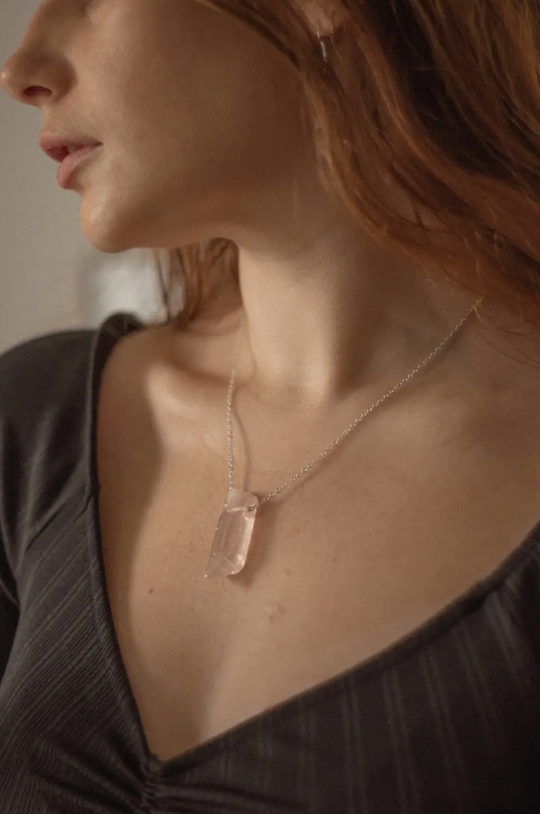 Thumbnail: Sterling Silver & Rose Quartz Pendant Necklace