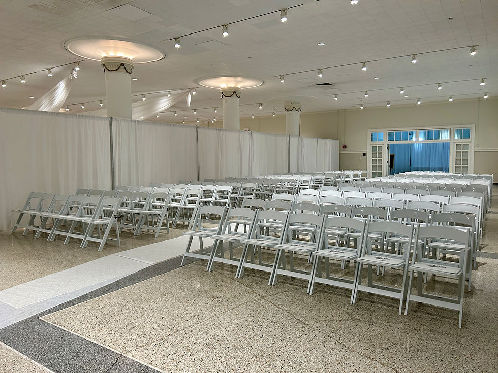 Indoor Wedding Ceremony with White Resin Folding Chairs