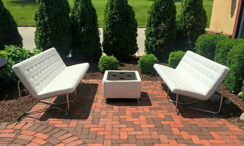 White Leather Lounge Couches and Coffee Table