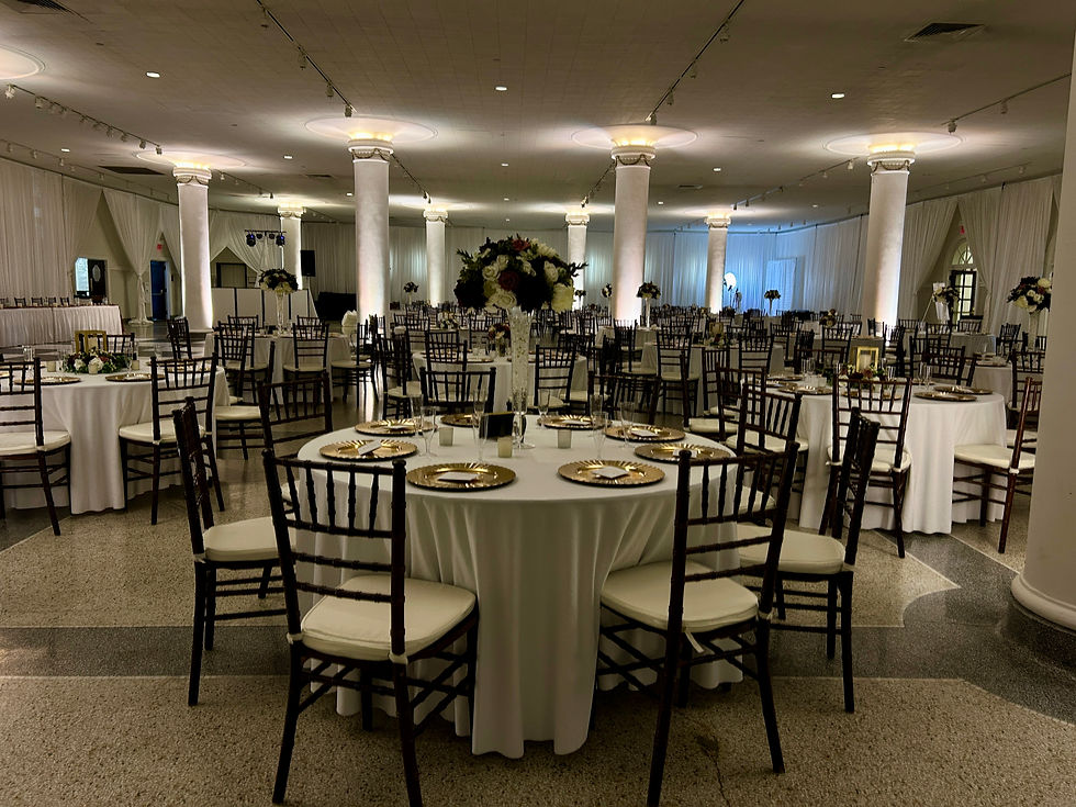 Indoor Wedding Reception with Fruitwood Chiavari Chairs