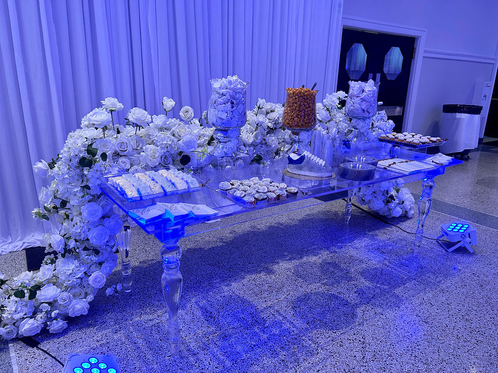 Indoor Wedding Reception with Clear Acrylic Table
