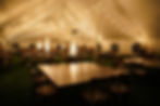 Outdoor Tent Wedding Reception with Bulb Lighting and Outdoor Heaters