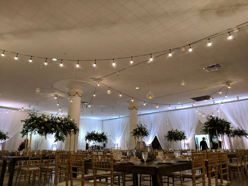 Indoor Wedding Reception with Bulb Lighting