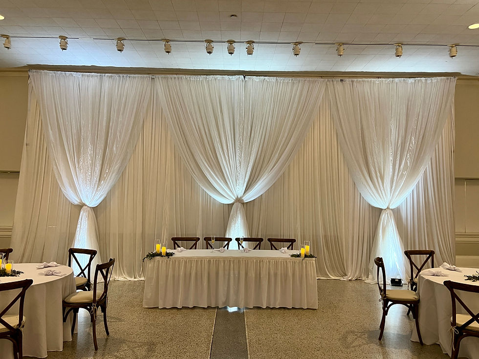 Indoor Wedding Reception Head Table with Backdrop