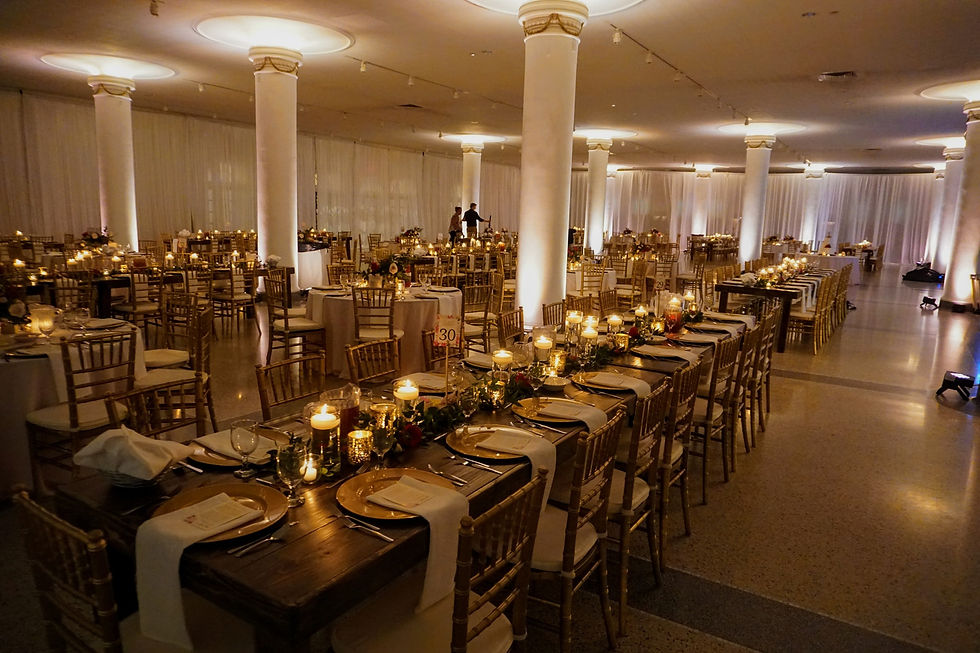 Indoor Wedding Reception with Soft Toned Indoor LED Uplighting