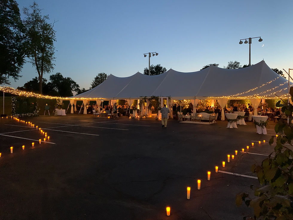 Outdoor Tent Wedding Reception with Twinkle Light Strands