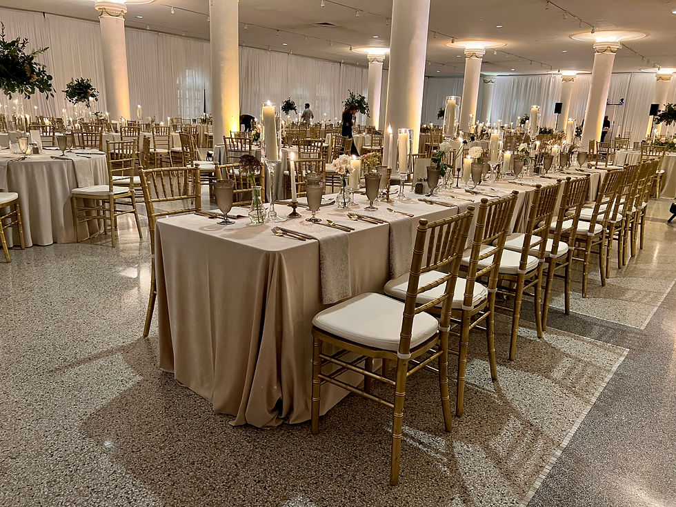 Indoor Wedding Reception with Gold Accents