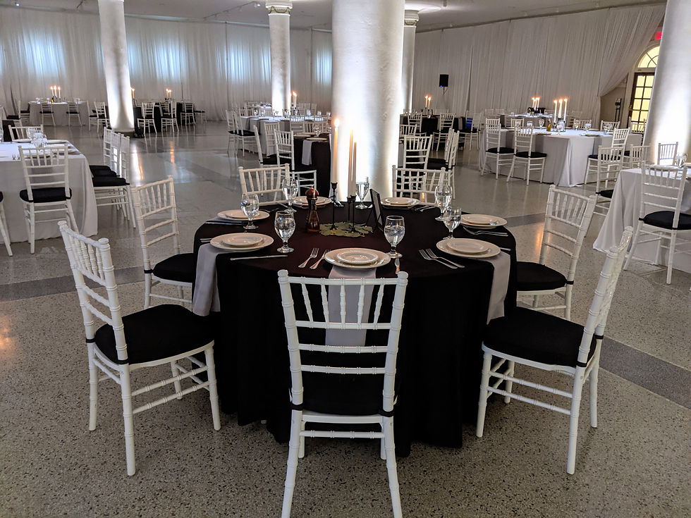 Indoor Black & White Wedding Reception