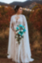 Alternative bride white dress cape