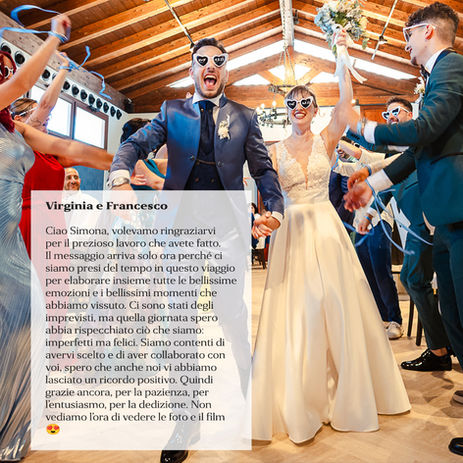 Recensione entusiasta e positiva  sposi a Reggio Calabria per Drimage, Virginia e Francesco