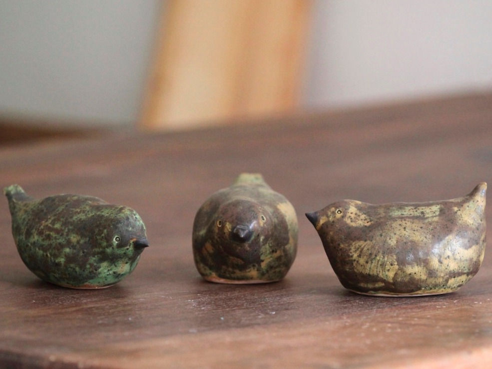 Seramik stilize kuş figürleri (3'lü set)