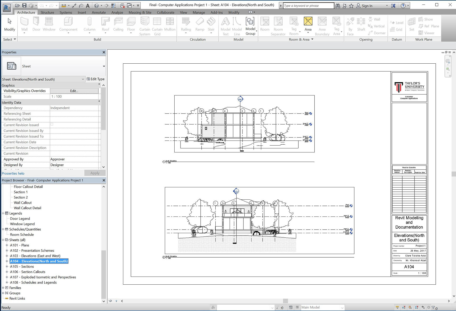 A104 Elevations (North and South