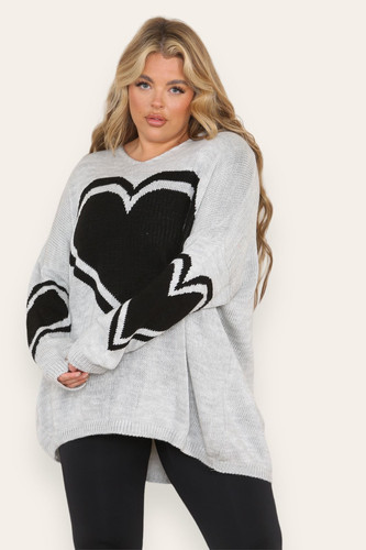 All overr heart-and-rose jacquard sweater knit top main image 1