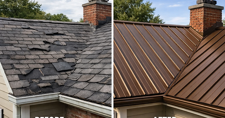 Before & After Roof Replacement Metal