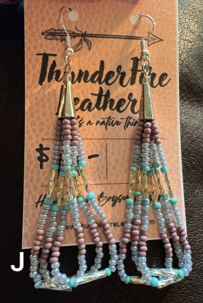 Thumbnail: 3-Strand Beaded Tear-Drop Earrings