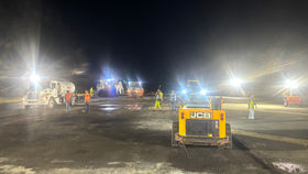 image of runway paving work being performed